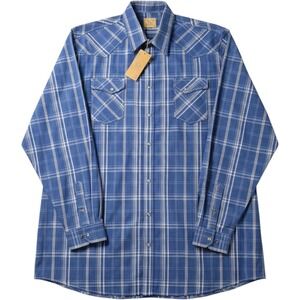 GC Blue Men's Western Pearl Snap Shirt Blue Plaid Long Sleeve 2XLT NWT